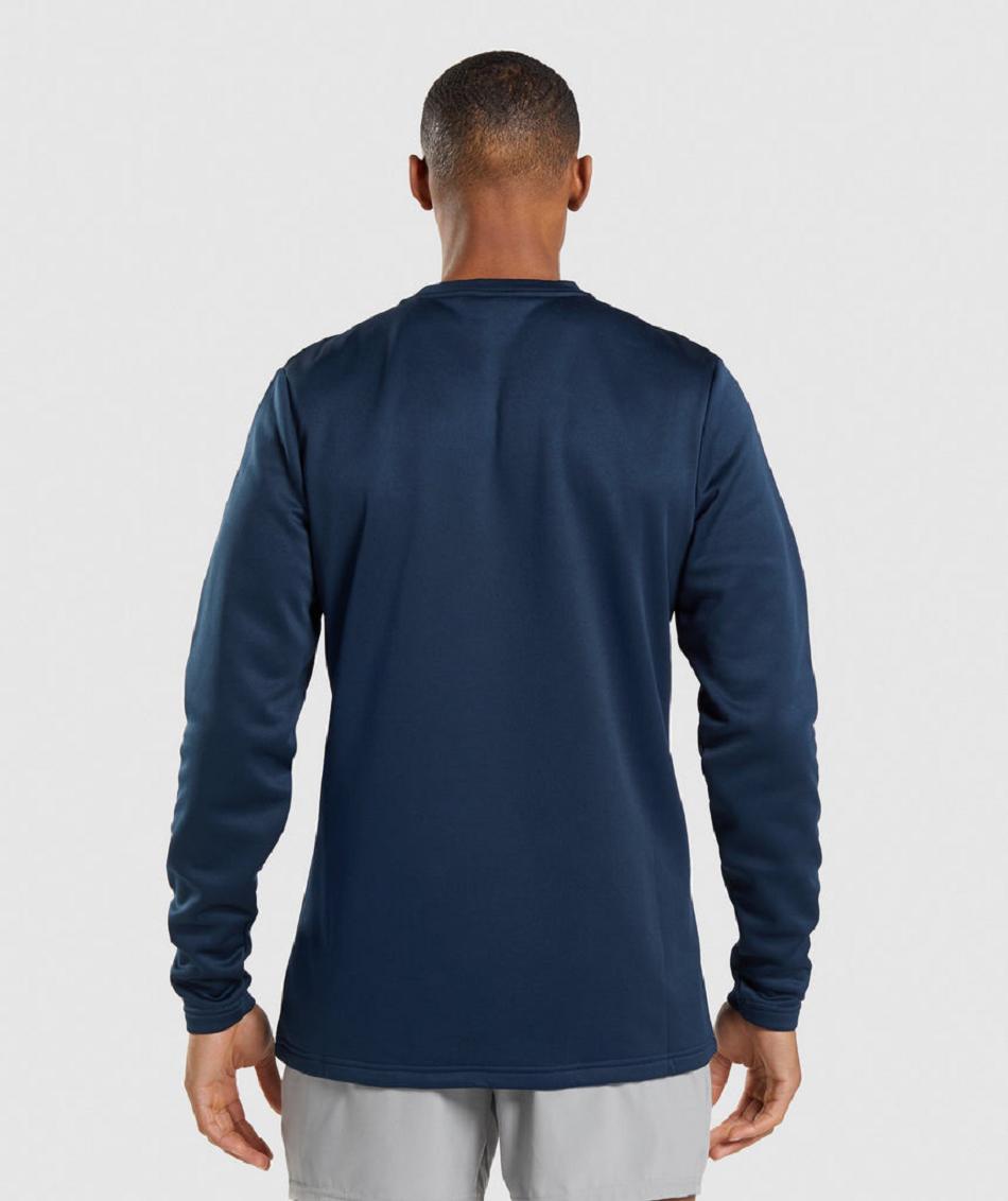 Correr Con Capucha Gymshark Arrival Crew Sweatshirt Hombre Azul Marino | CO 3686GSO